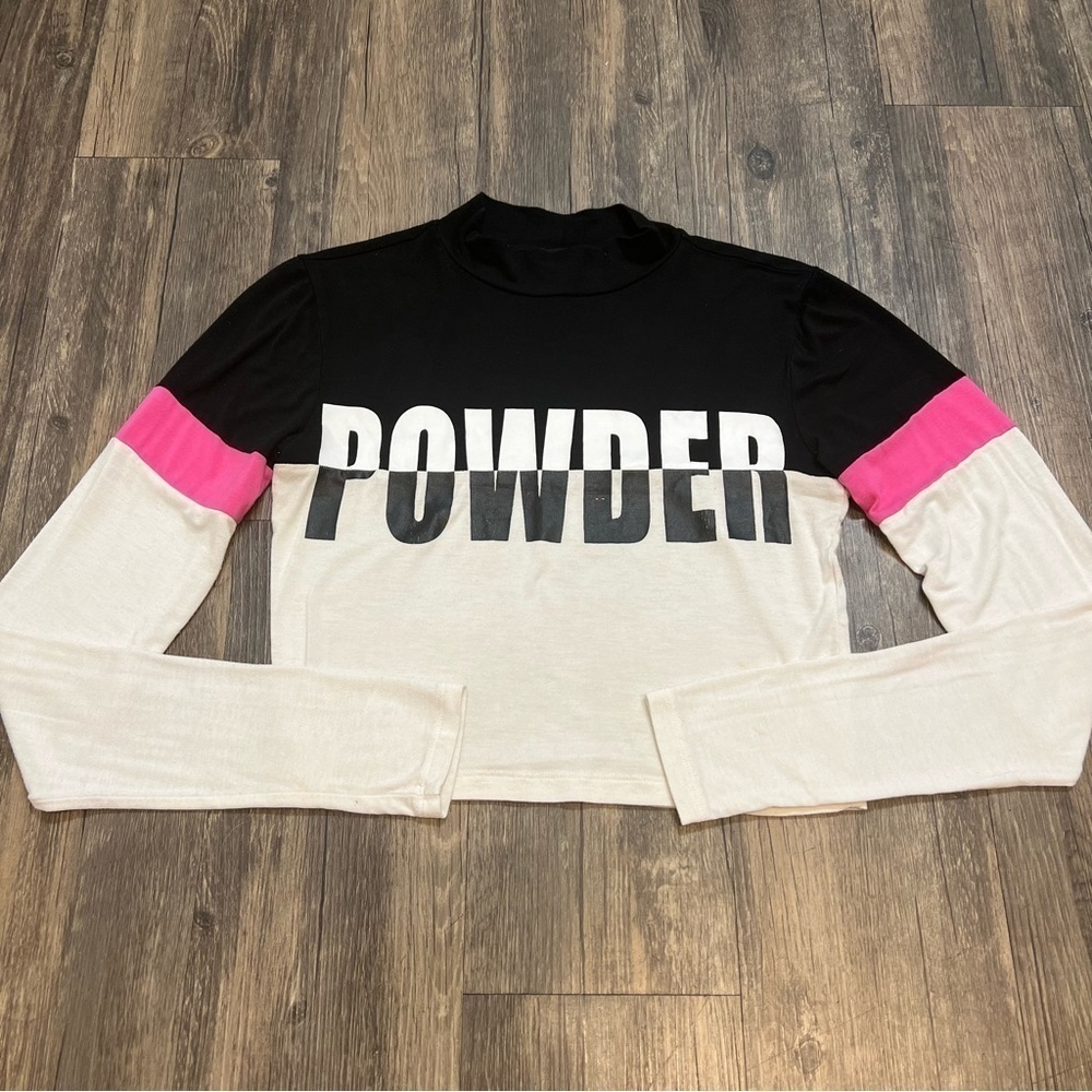 Women’s Forever 21 Printed Long Sleeves Crop Top Mock Neck Size XS